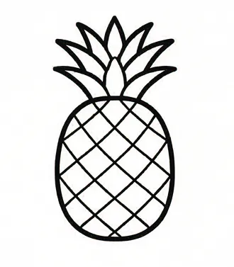 a black and white pineapple with a white background.webp